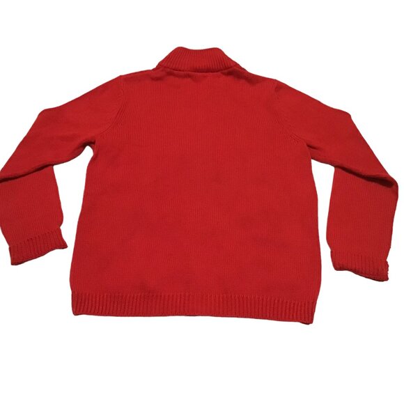 B Moss Snow Penguin Cardigan Sweater Size Med M Red Full Zip Holiday Christmas - Picture 3 of 4